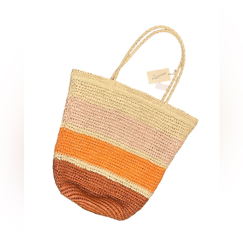 Universal Thread XL Woven Raffia Beach Bag/Colorful Striped Boho Tote Bag - NEW
